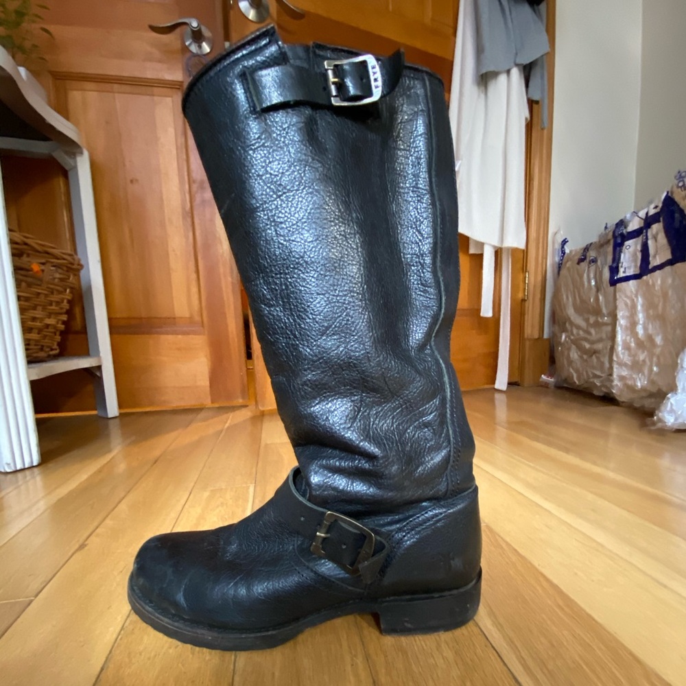 Frye Veronica Black Leather Slouch Boot Size 8.5